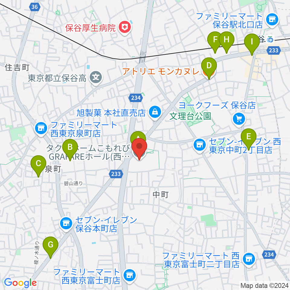 タクトホームこもれびGRAFAREホール周辺のカフェ一覧地図