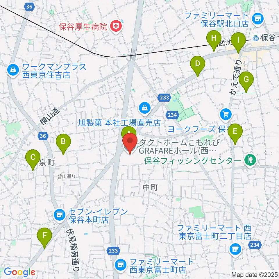 タクトホームこもれびGRAFAREホール周辺のカフェ一覧地図
