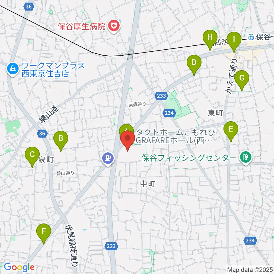 タクトホームこもれびGRAFAREホール周辺のカフェ一覧地図