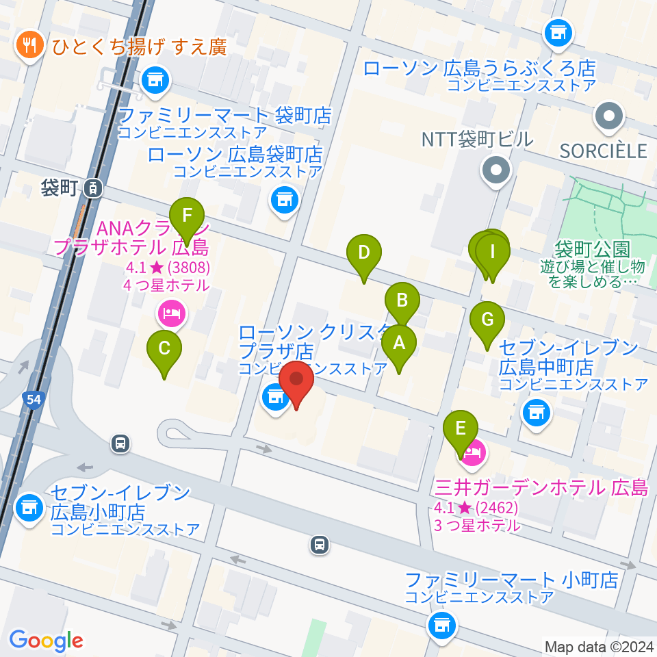 広島ライブジューク周辺のカフェ一覧地図