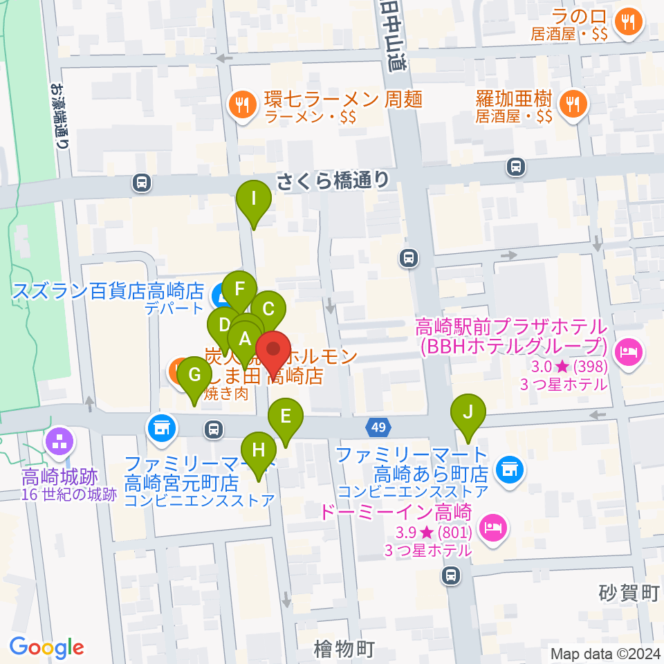 アースヴォーカルスタジオ周辺のカフェ一覧地図