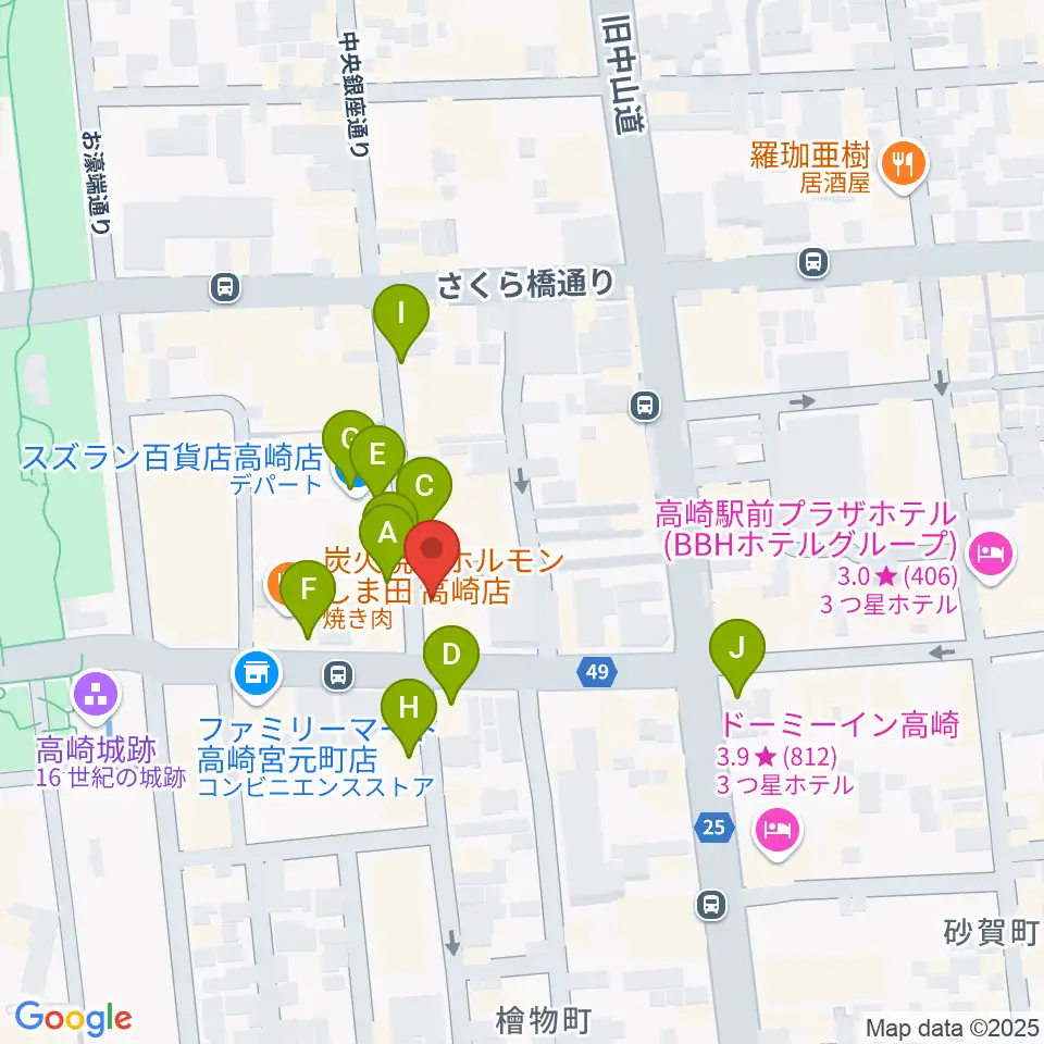 アースヴォーカルスタジオ周辺のカフェ一覧地図