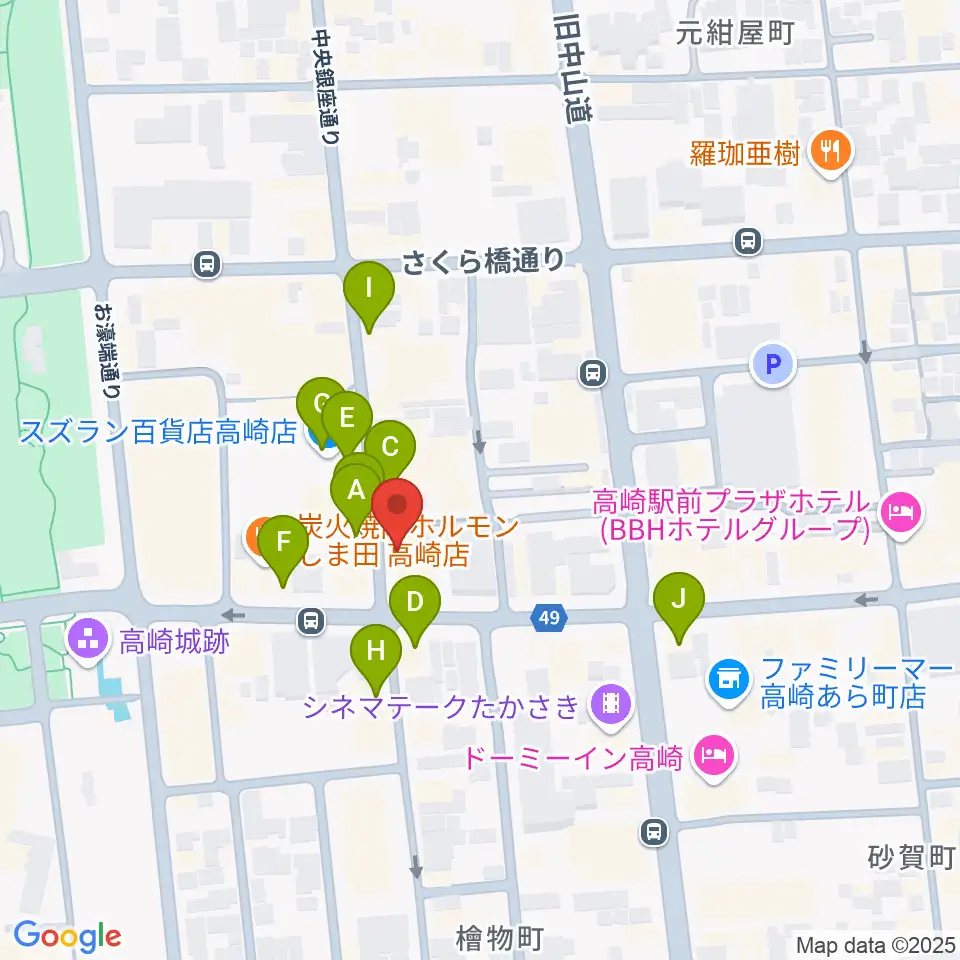 アースヴォーカルスタジオ周辺のカフェ一覧地図