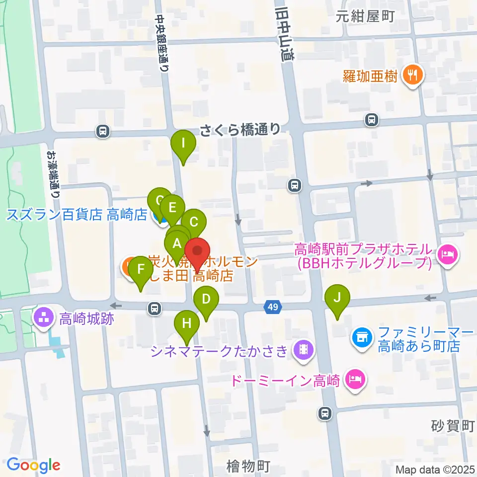 アースヴォーカルスタジオ周辺のカフェ一覧地図