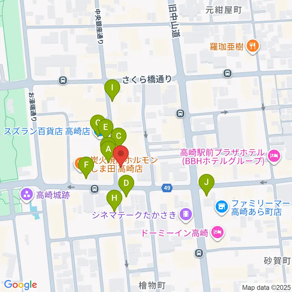 アースヴォーカルスタジオ周辺のカフェ一覧地図