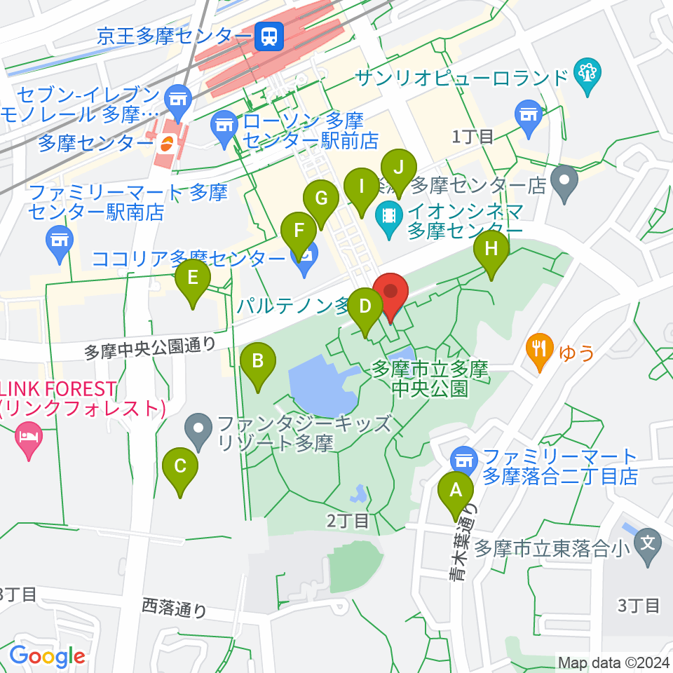 パルテノン多摩周辺のカフェ一覧地図