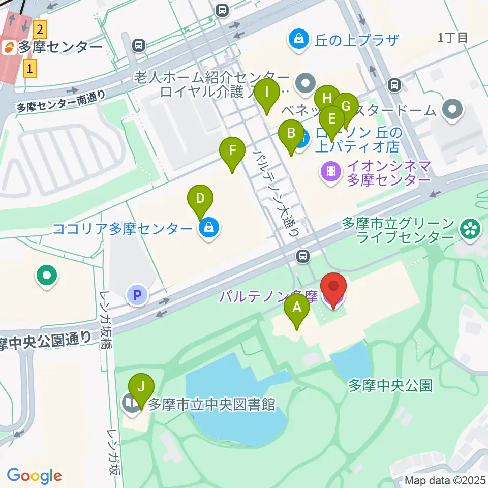 パルテノン多摩周辺のカフェ一覧地図