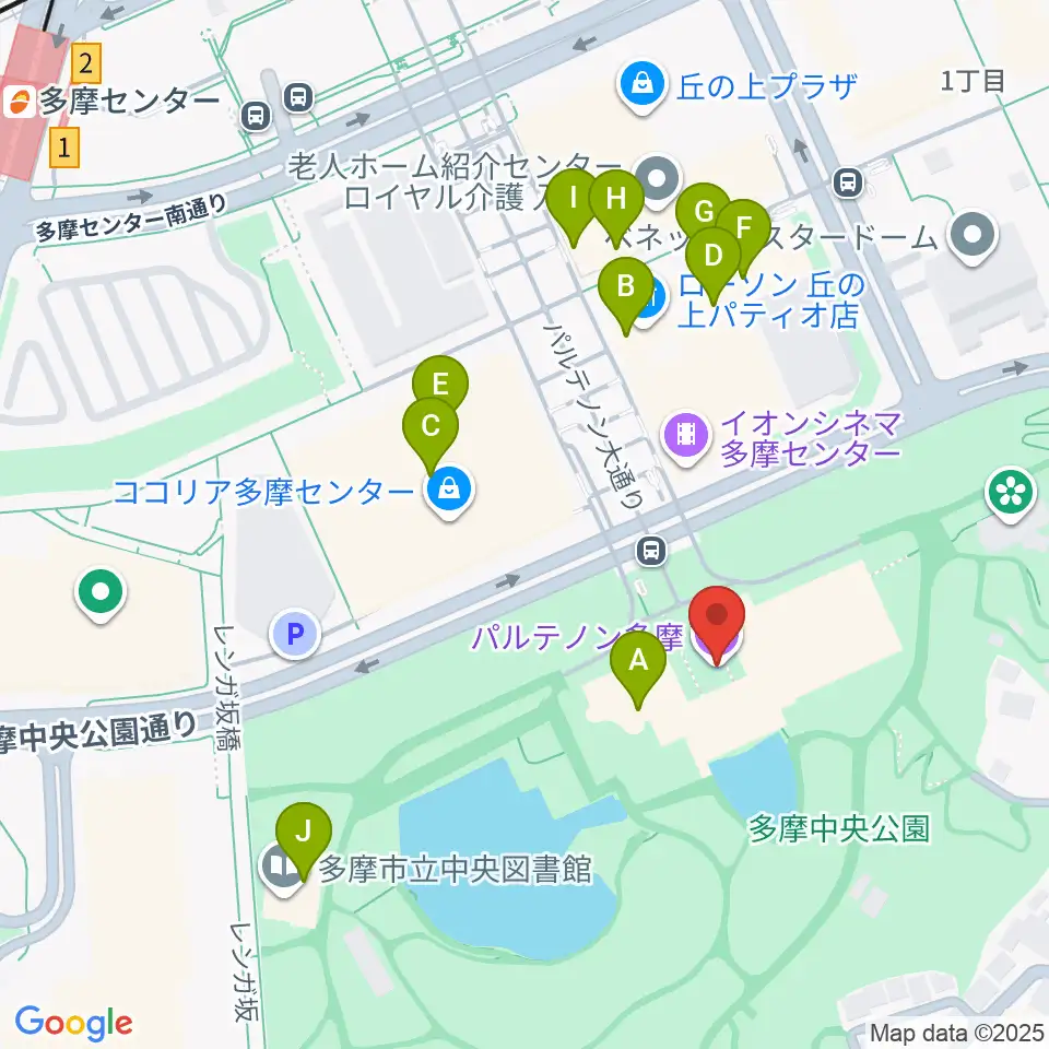 パルテノン多摩周辺のカフェ一覧地図