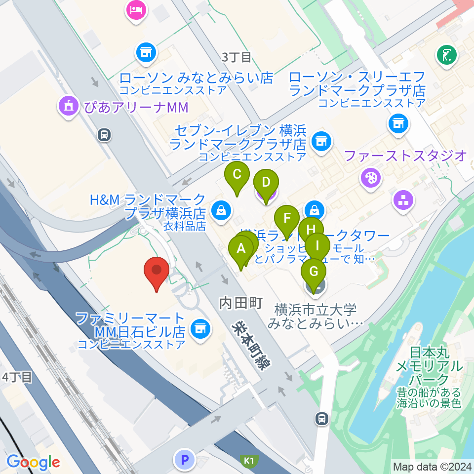 はまぎんホール ヴィアマーレ周辺のカフェ一覧地図