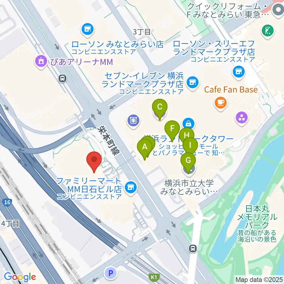 はまぎんホール ヴィアマーレ周辺のカフェ一覧地図
