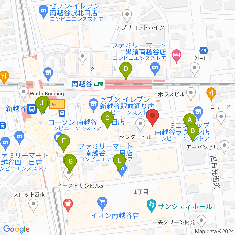 MACS大野楽器 南越谷店スタジオ周辺のカフェ一覧地図