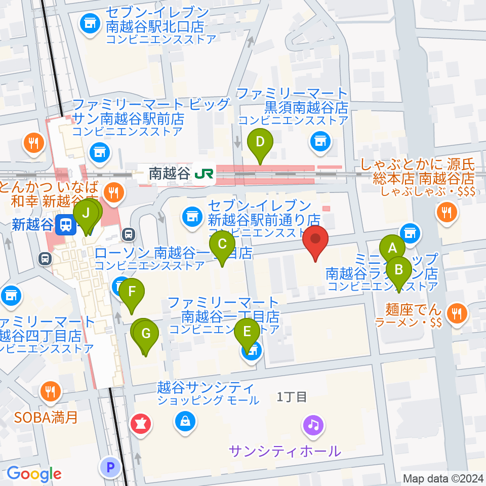 MACS大野楽器 南越谷店スタジオ周辺のカフェ一覧地図