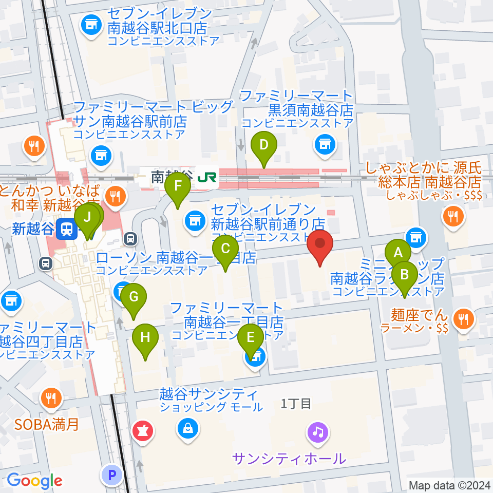 MACS大野楽器 南越谷店スタジオ周辺のカフェ一覧地図