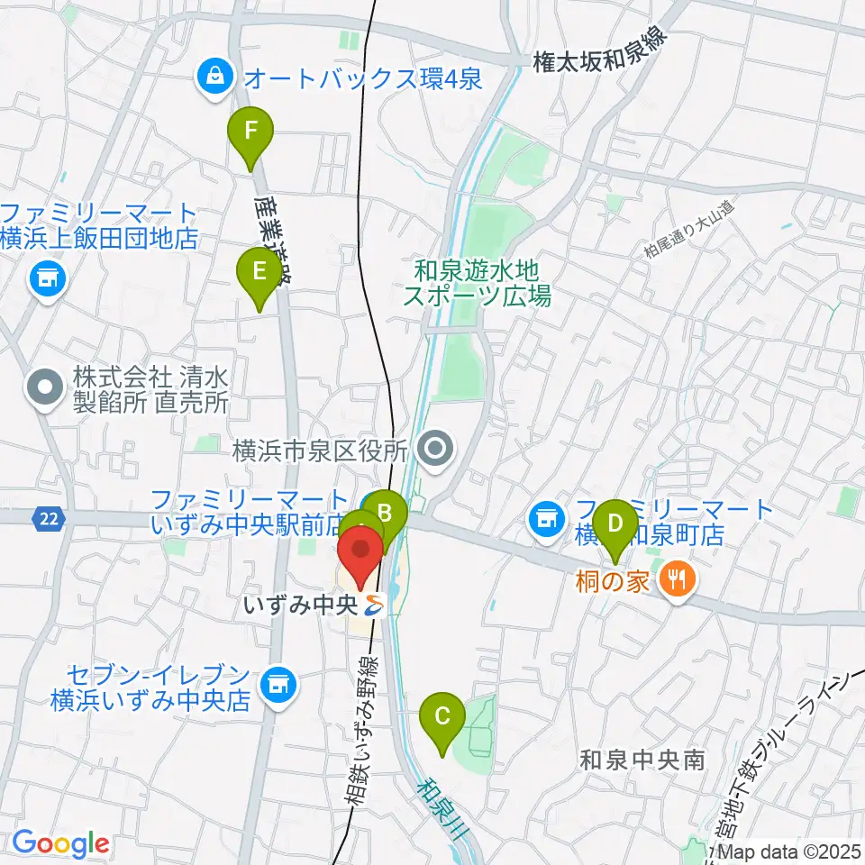 横浜市泉区民文化センター テアトルフォンテ周辺のカフェ一覧地図