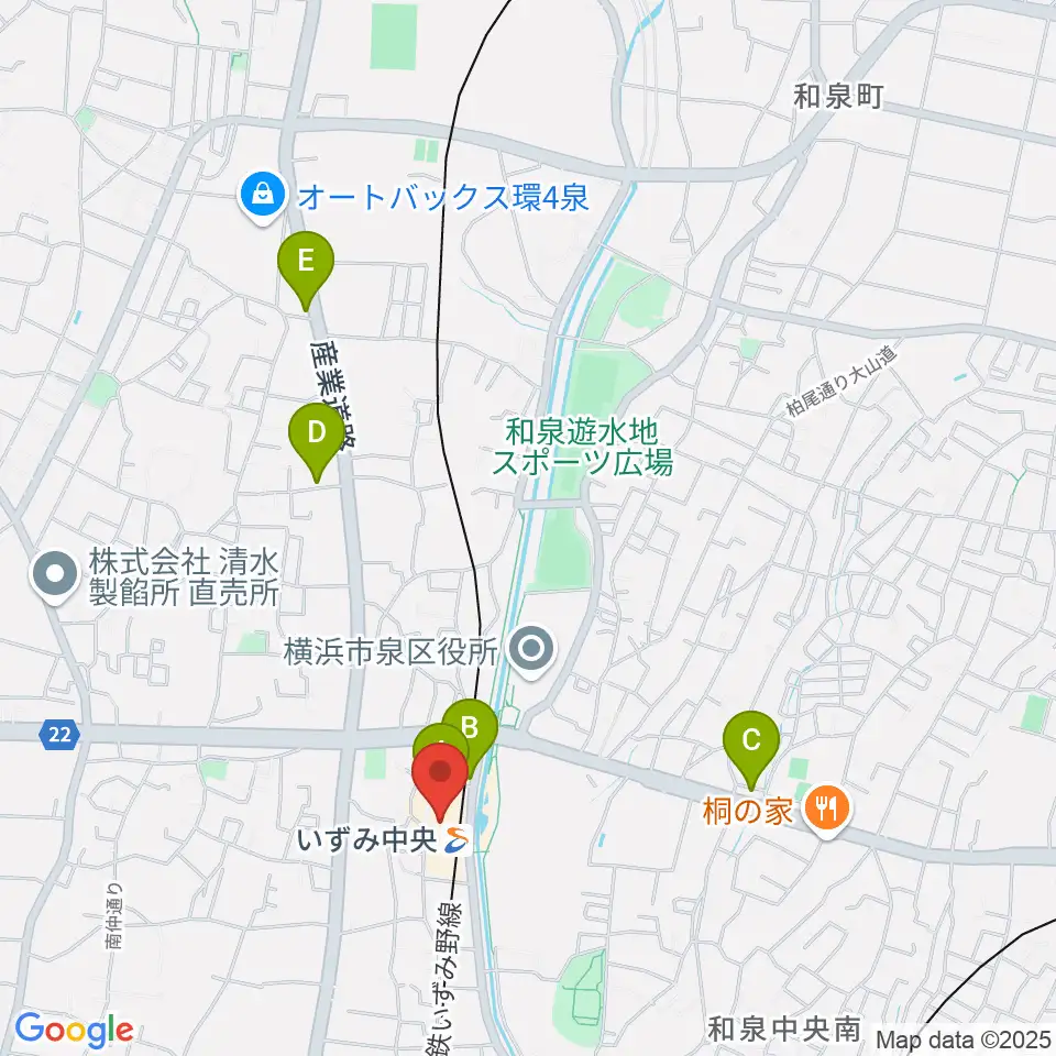 横浜市泉区民文化センター テアトルフォンテ周辺のカフェ一覧地図