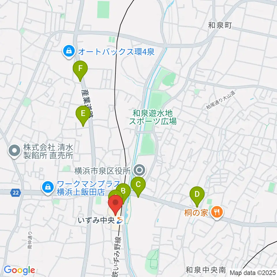 横浜市泉区民文化センター テアトルフォンテ周辺のカフェ一覧地図