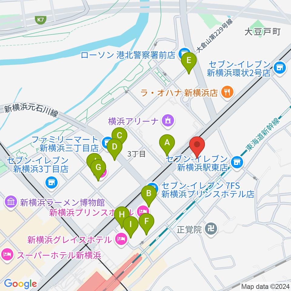 新横浜LiT周辺のカフェ一覧地図