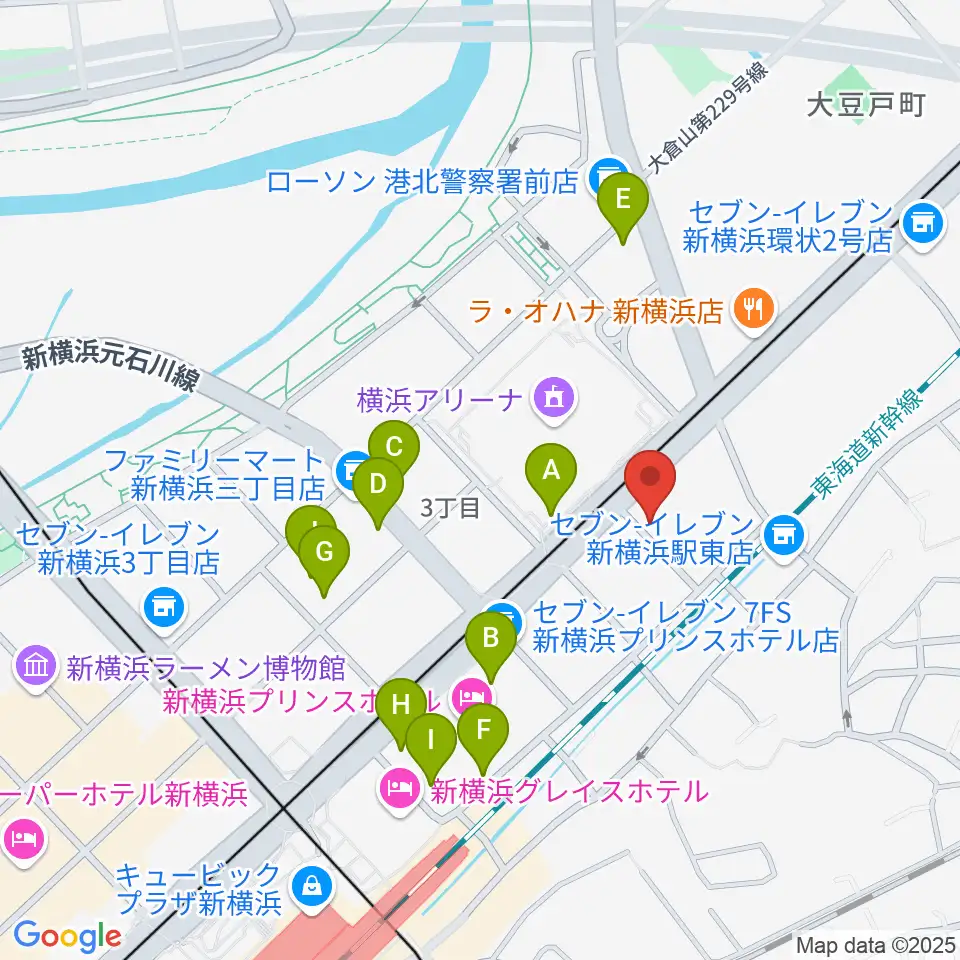 新横浜LiT周辺のカフェ一覧地図
