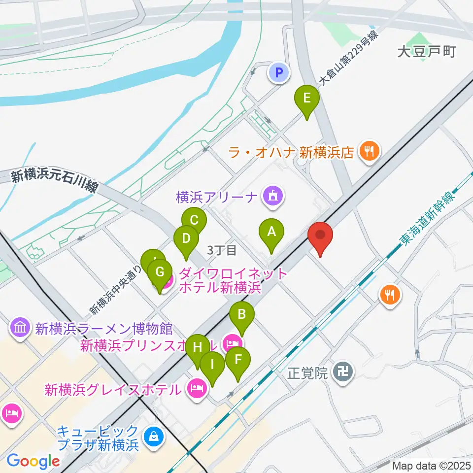 新横浜LiT周辺のカフェ一覧地図