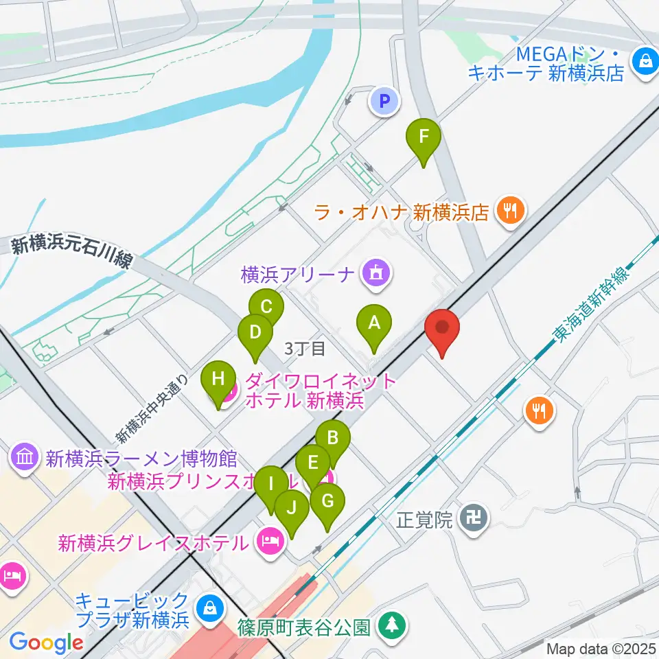 新横浜LiT周辺のカフェ一覧地図