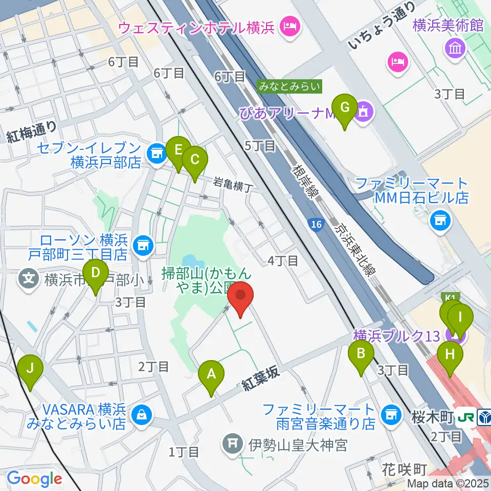 神奈川県立音楽堂周辺のカフェ一覧地図
