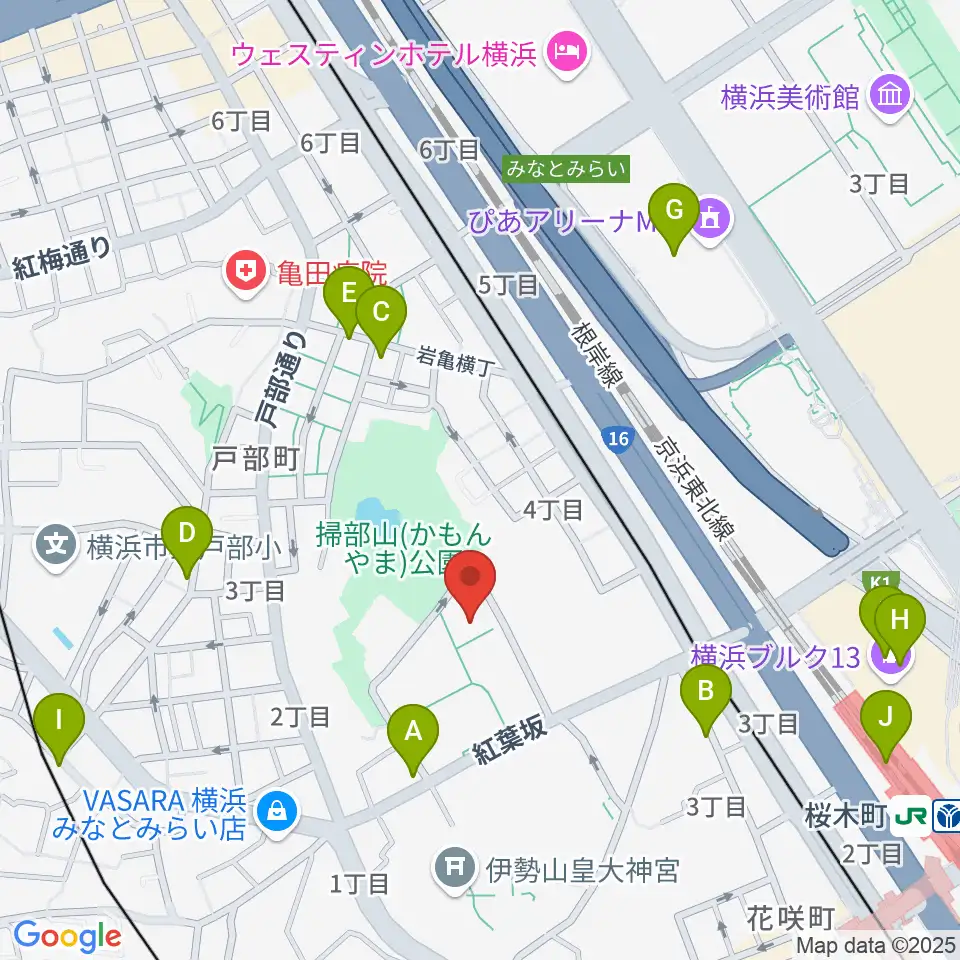 神奈川県立音楽堂周辺のカフェ一覧地図