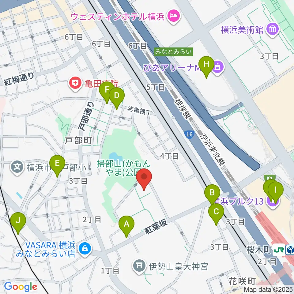 神奈川県立音楽堂周辺のカフェ一覧地図