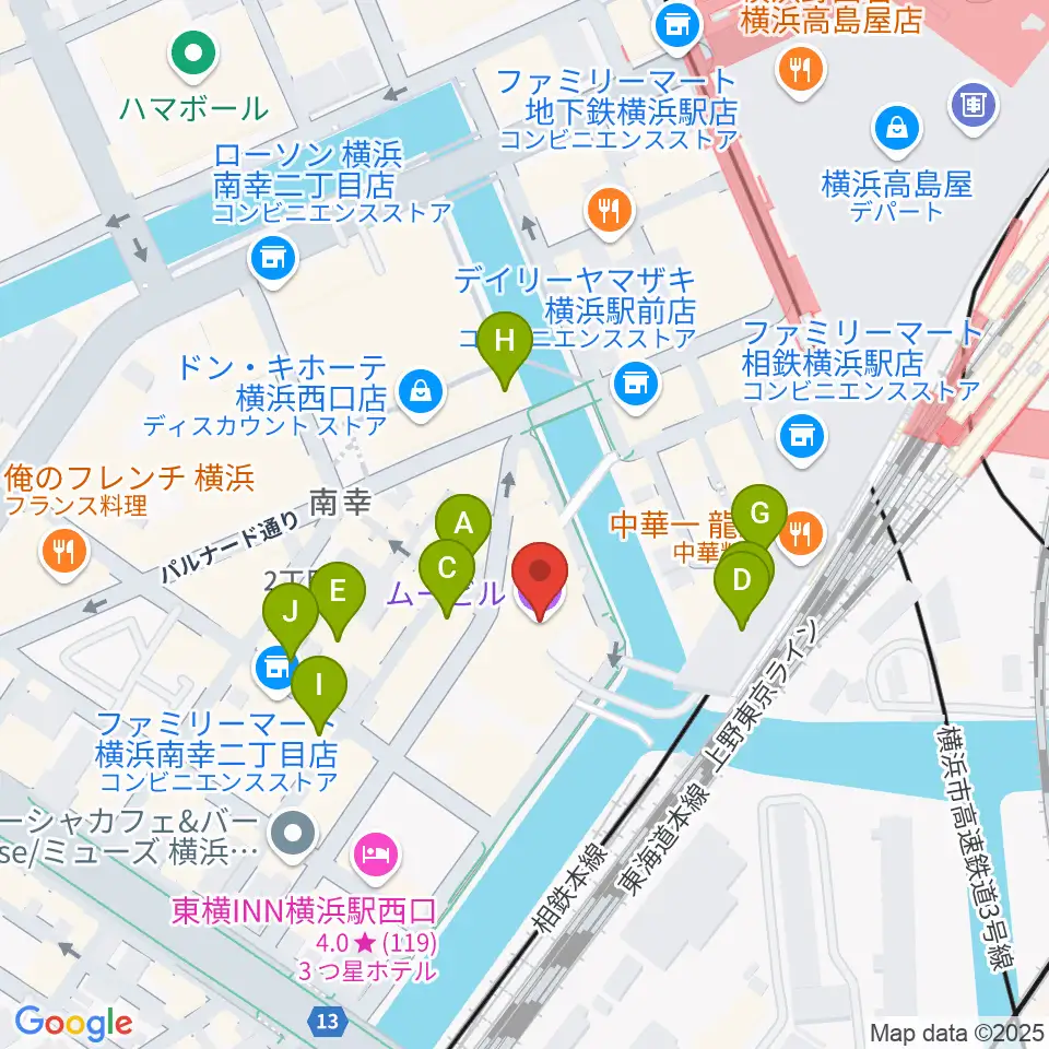 横浜サムズアップ周辺のカフェ一覧地図