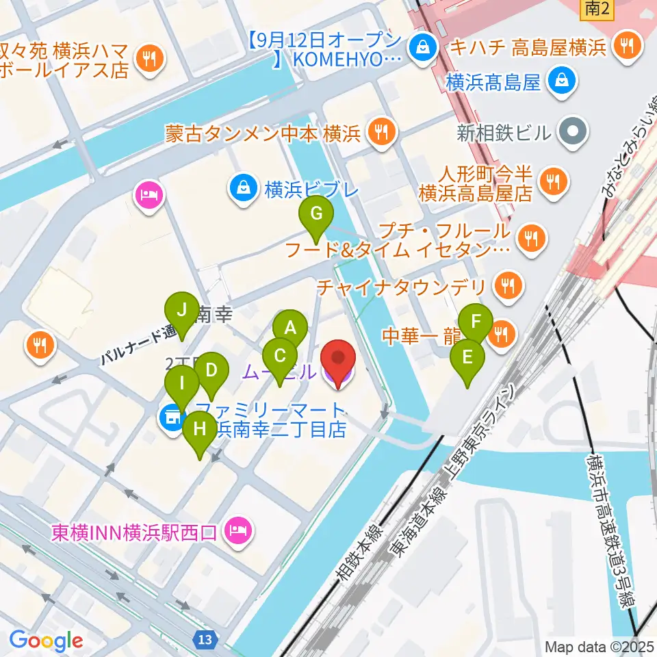 横浜サムズアップ周辺のカフェ一覧地図