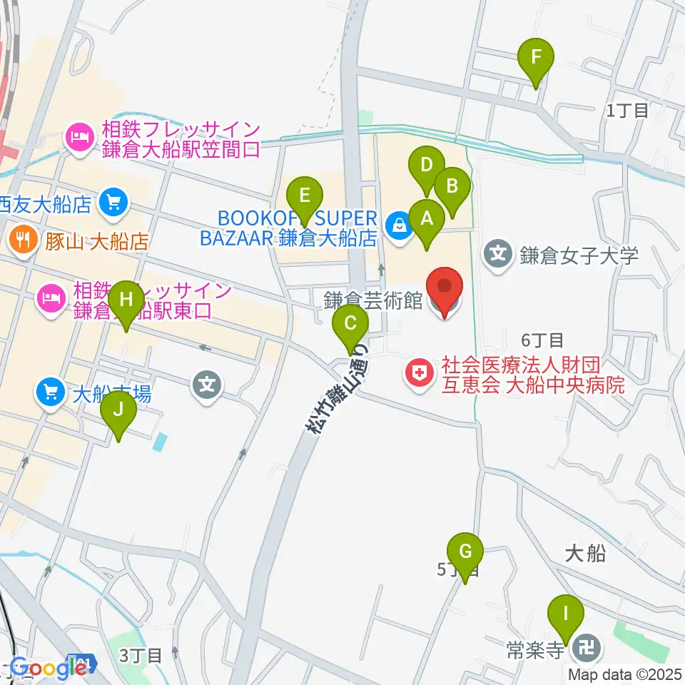 鎌倉芸術館周辺のカフェ一覧地図