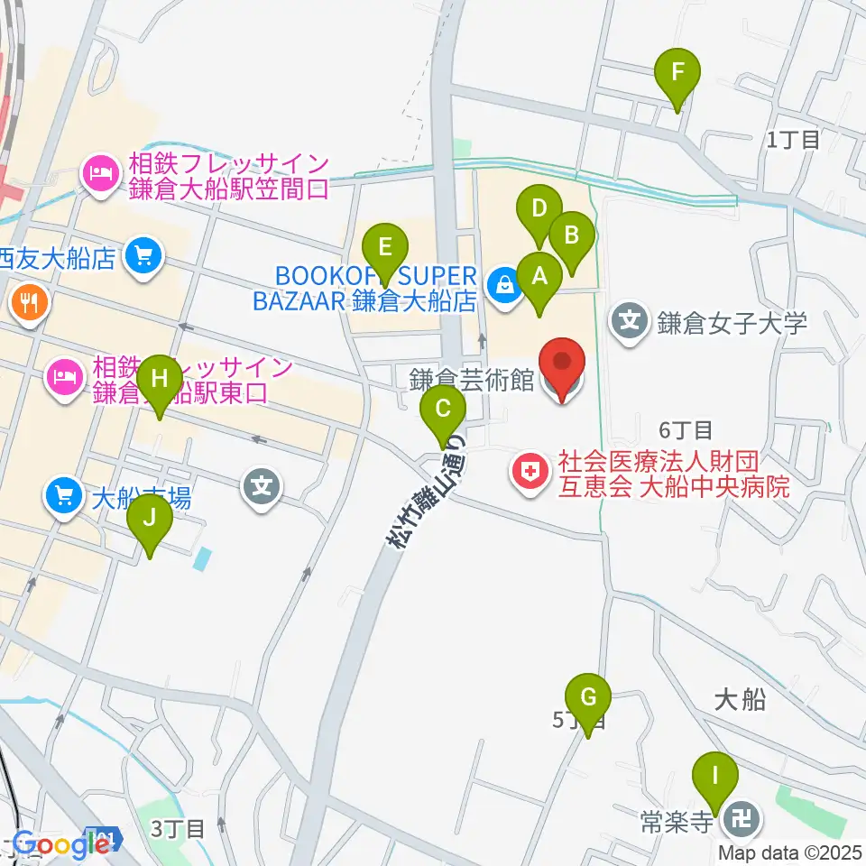 鎌倉芸術館周辺のカフェ一覧地図