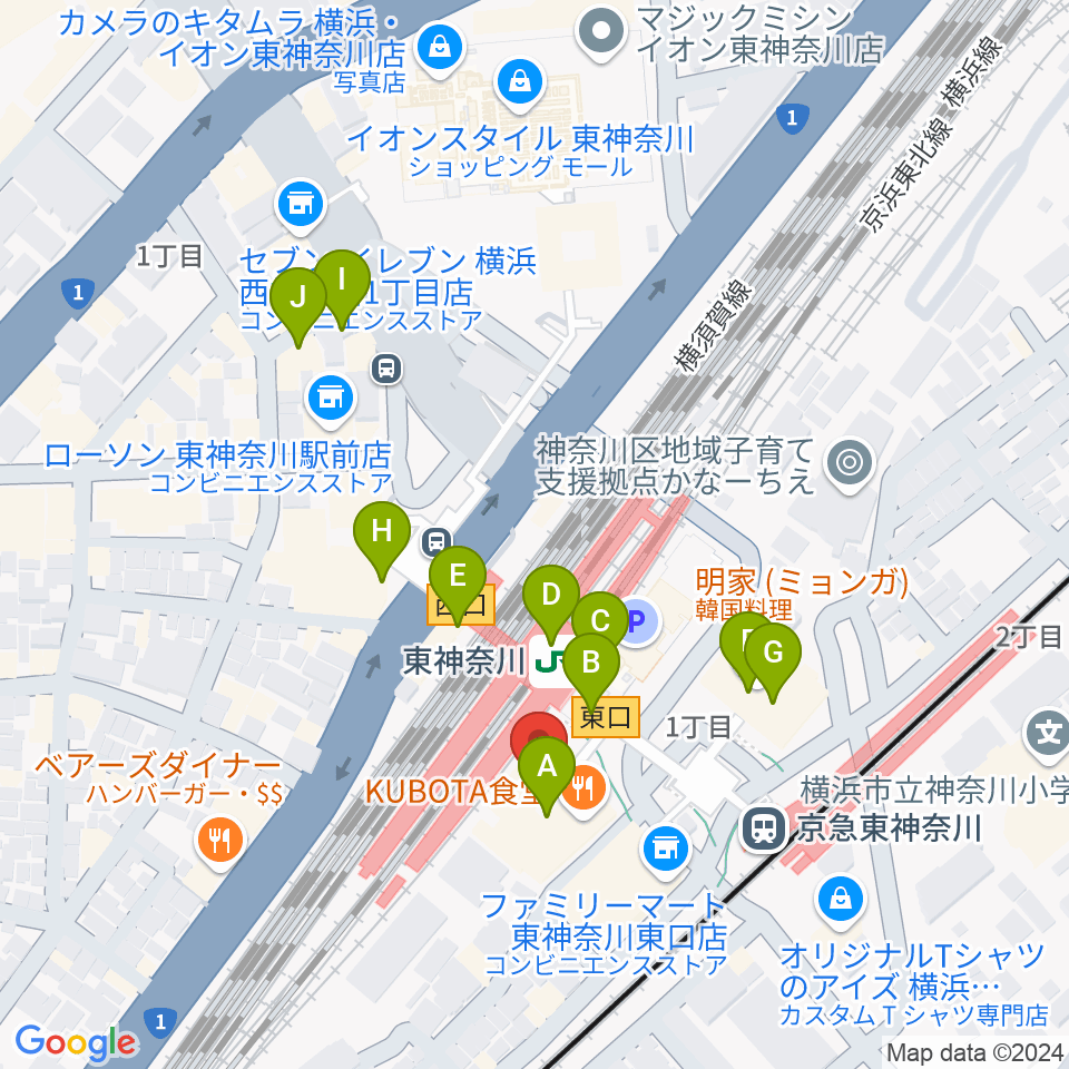 かなっくホール周辺のカフェ一覧地図