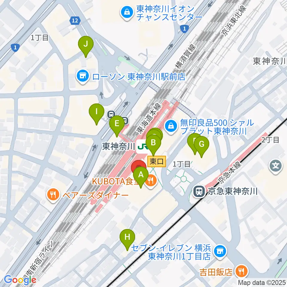 かなっくホール周辺のカフェ一覧地図