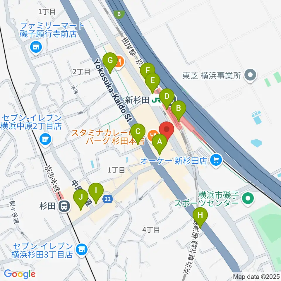 磯子区民文化センター杉田劇場周辺のカフェ一覧地図