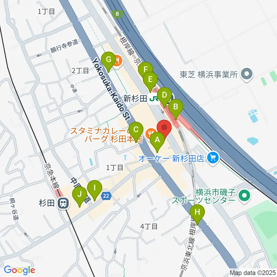 磯子区民文化センター杉田劇場周辺のカフェ一覧地図