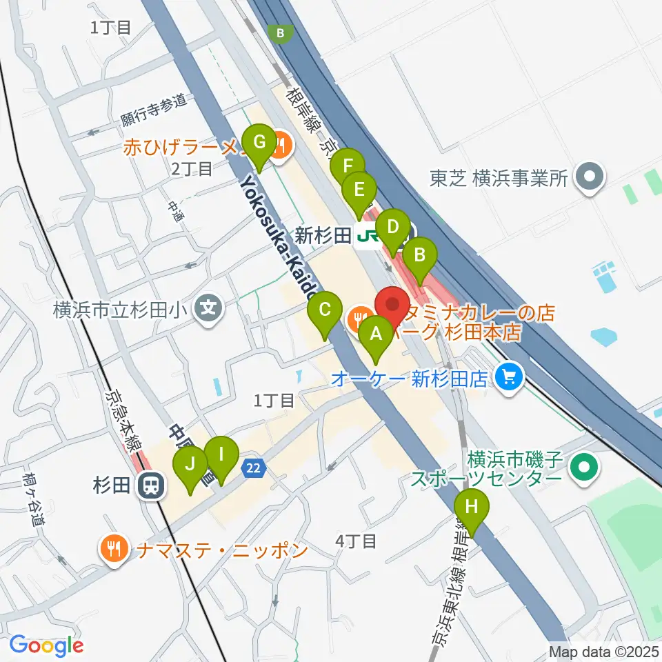磯子区民文化センター杉田劇場周辺のカフェ一覧地図