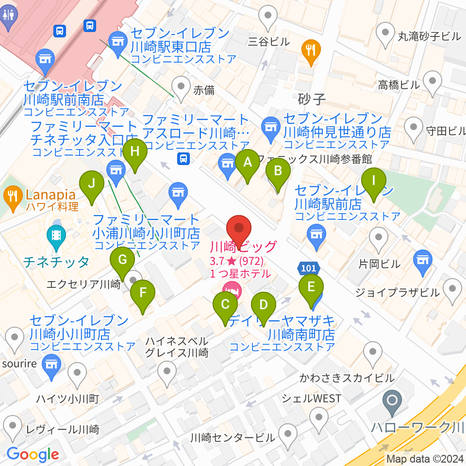 川崎セルビアンナイト周辺のカフェ一覧地図