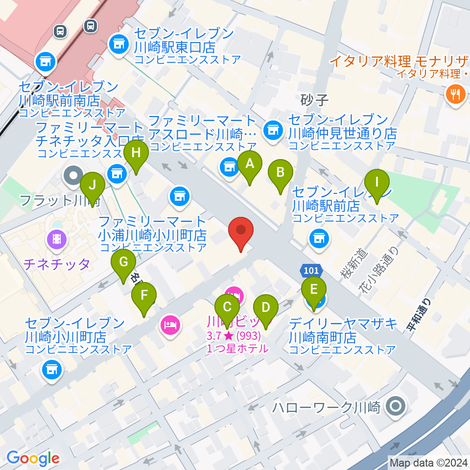 川崎セルビアンナイト周辺のカフェ一覧地図