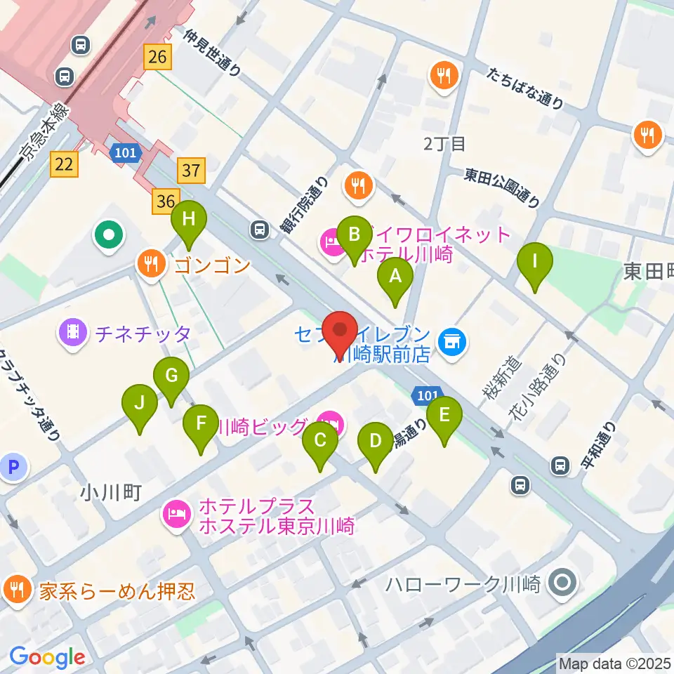 川崎セルビアンナイト周辺のカフェ一覧地図