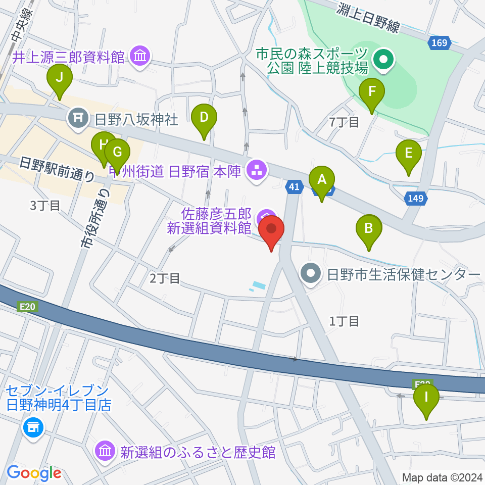 日野音楽教室周辺のカフェ一覧地図