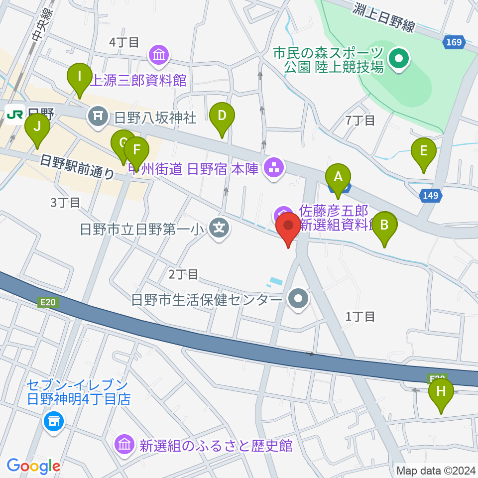 日野音楽教室周辺のカフェ一覧地図