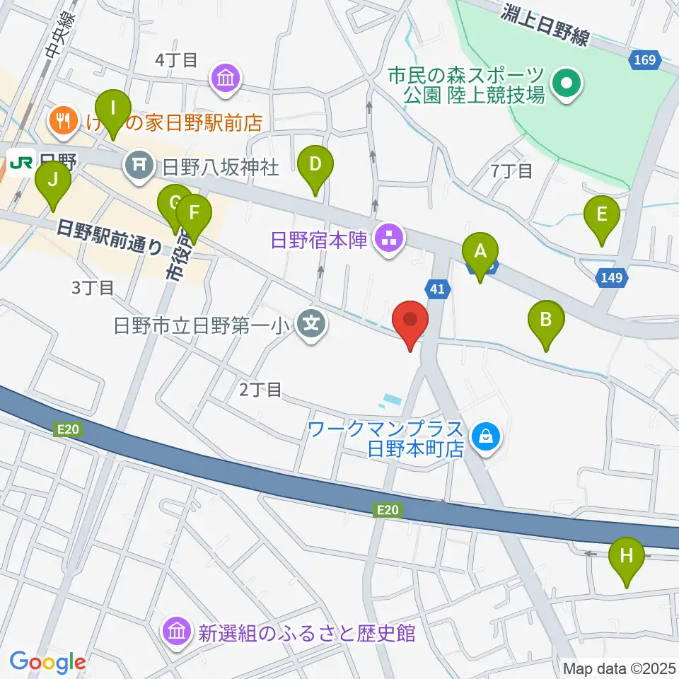 日野音楽教室周辺のカフェ一覧地図