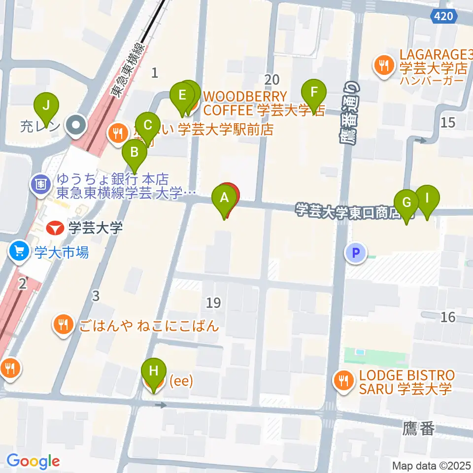 珈琲美学周辺のカフェ一覧地図