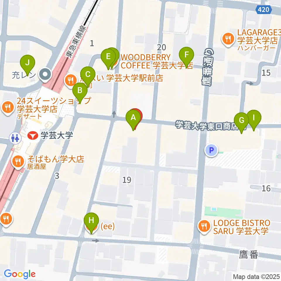 珈琲美学周辺のカフェ一覧地図