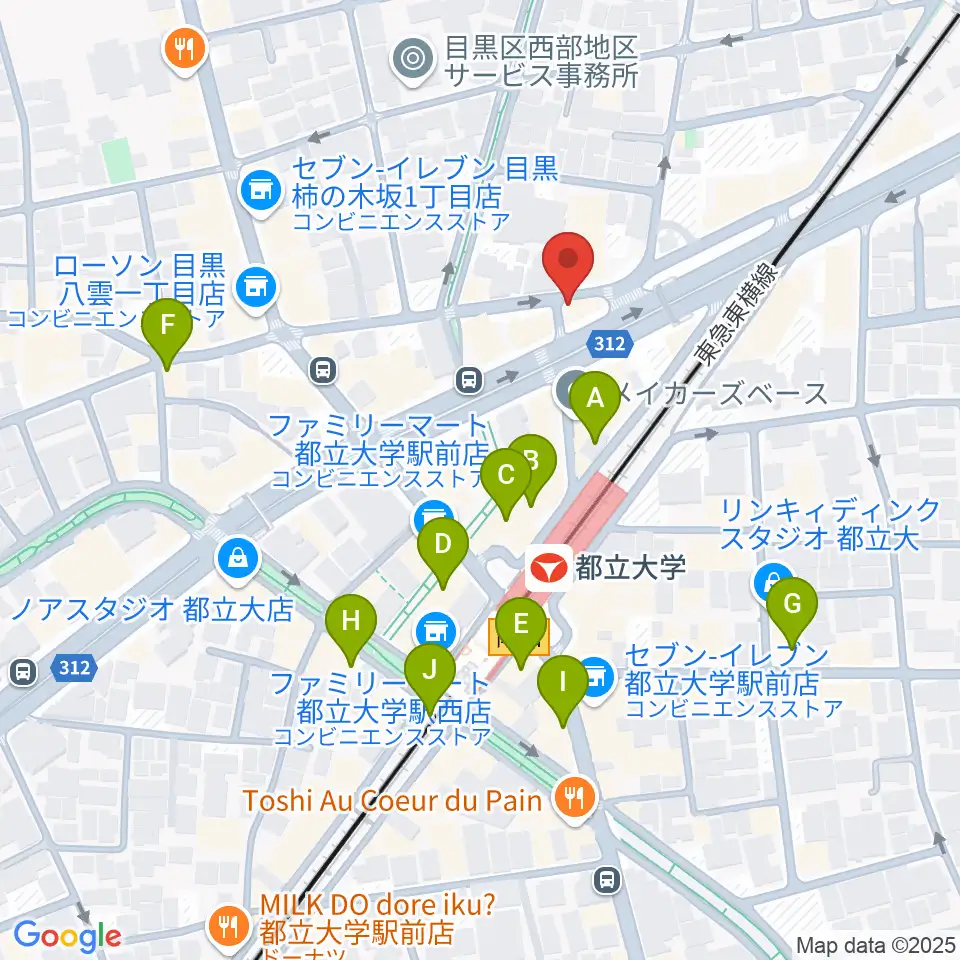 都立大学ジャミン周辺のカフェ一覧地図