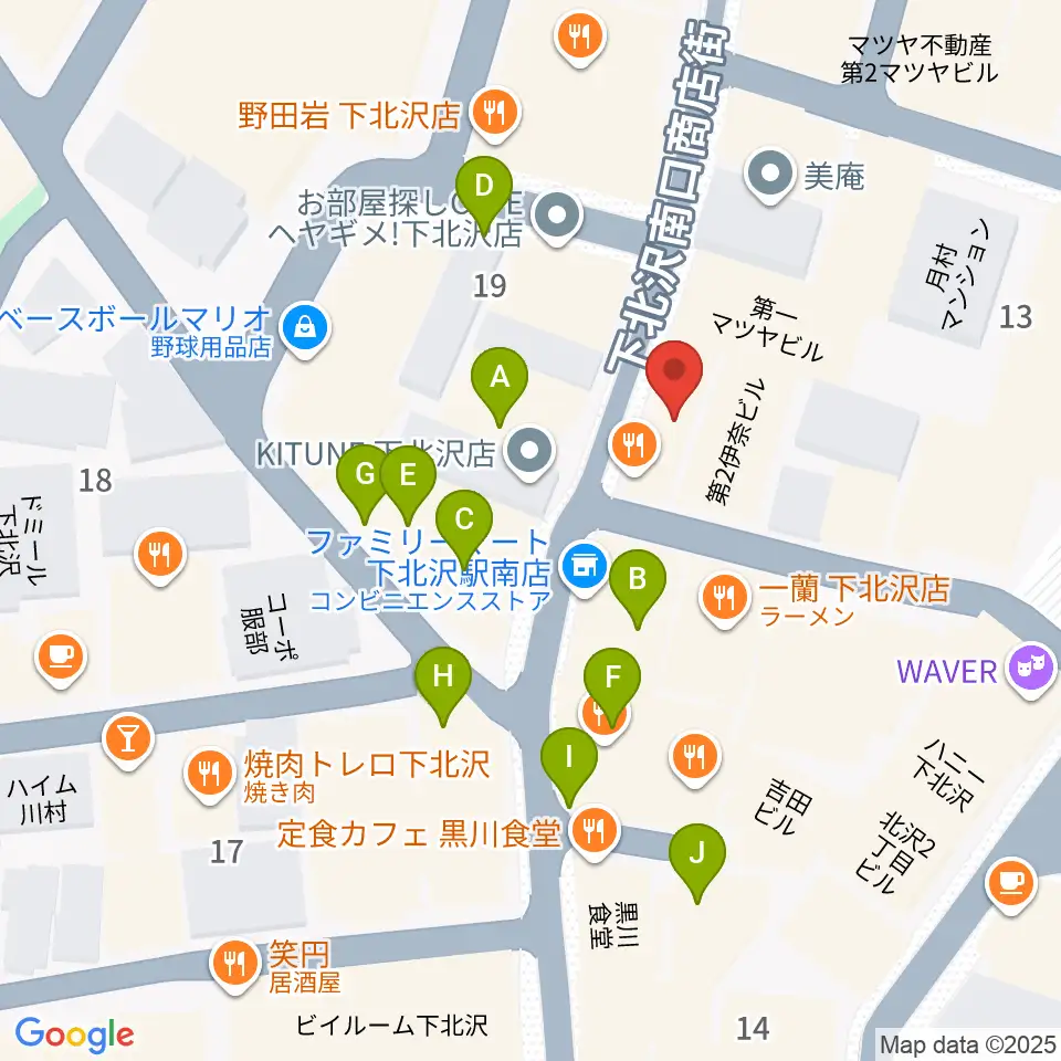 下北沢モナレコード周辺のカフェ一覧地図