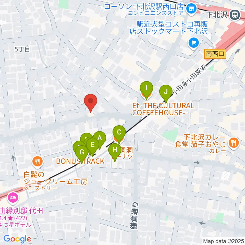 下北沢ボイスファクトリー周辺のカフェ一覧地図