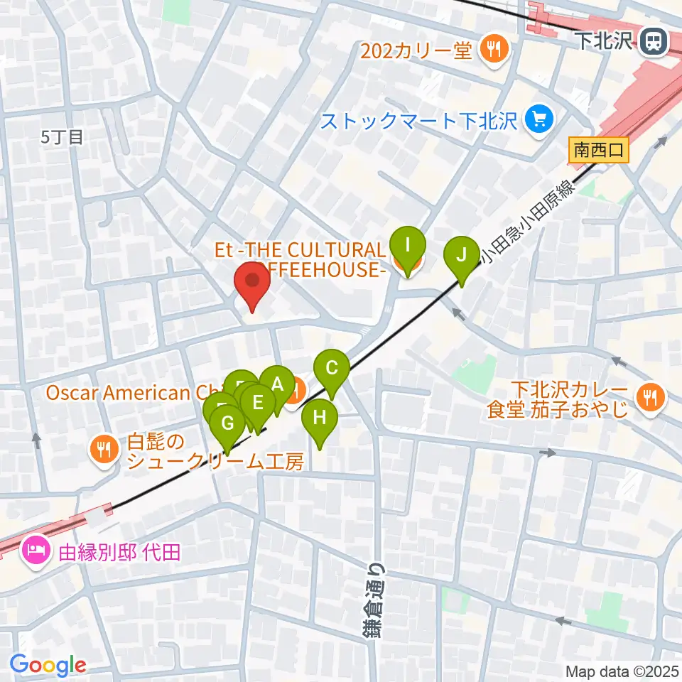 下北沢ボイスファクトリー周辺のカフェ一覧地図
