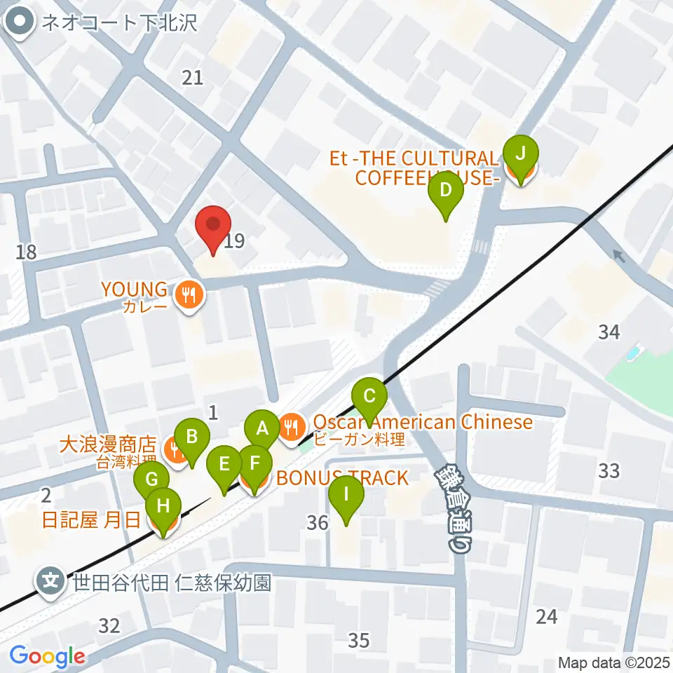下北沢ボイスファクトリー周辺のカフェ一覧地図