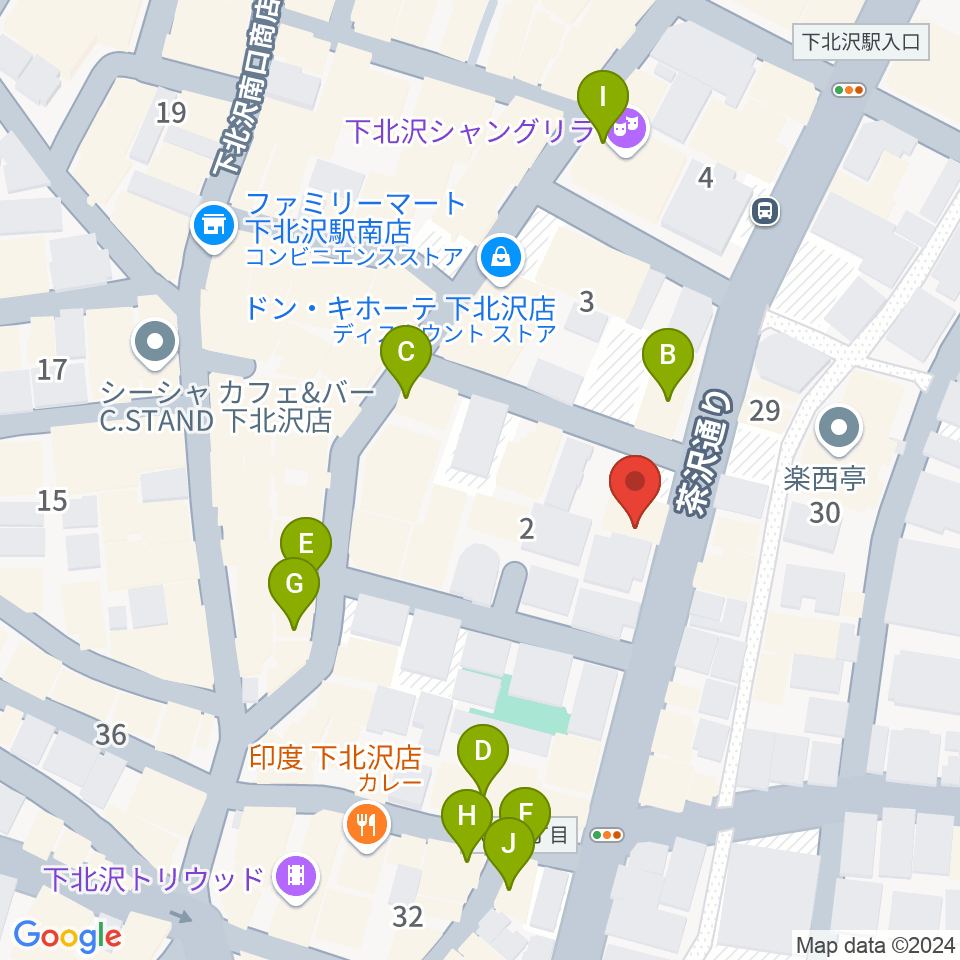 下北沢MOSAiC周辺のカフェ一覧地図